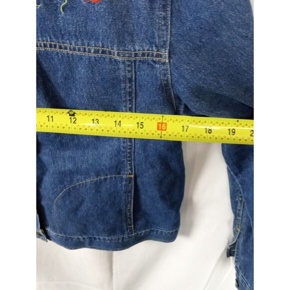 Vintage Timberlea Blue Denim Button Up Shirt Jacket Embroidered Leafs SIZE L/G - Picture 10 of 12